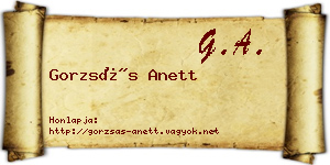Gorzsás Anett névjegykártya